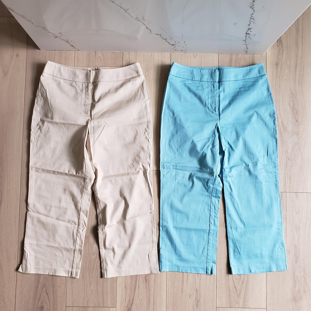croft & barrow Beige and Light Blue Capris
